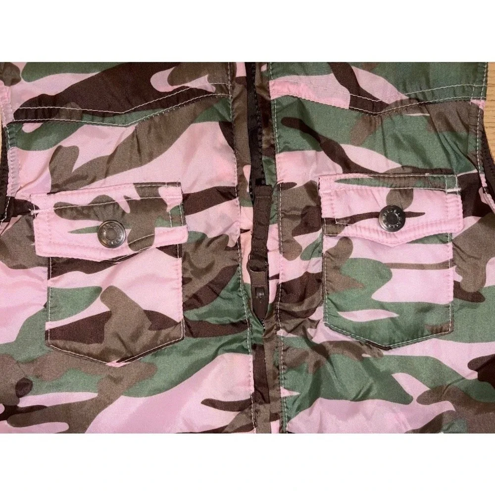 Walls Kids Pink Camouflage Puffer Vest Full Zip Quilted Camo Size 6